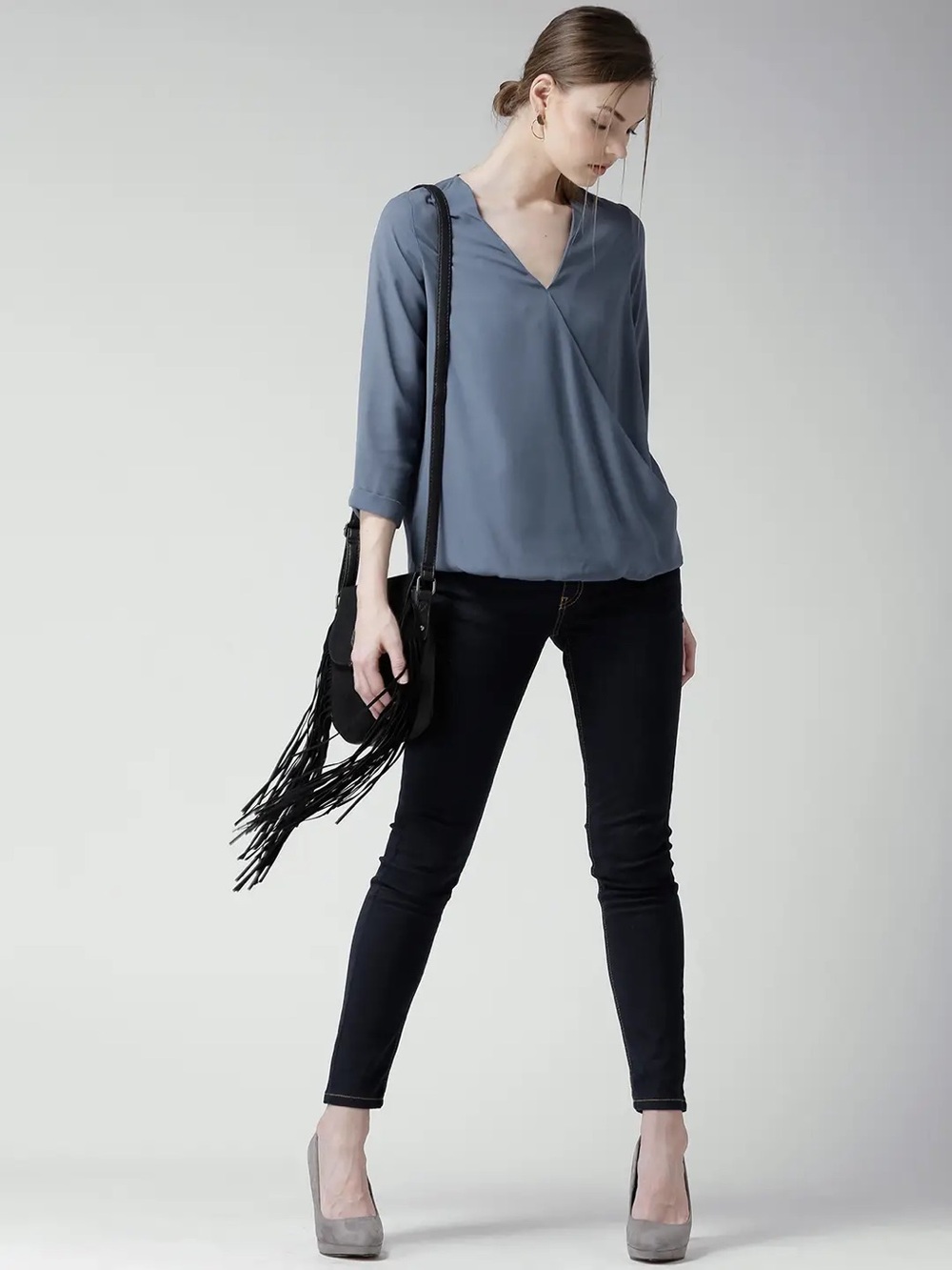Lord & Taylor Gray Blouse with Elegant Design